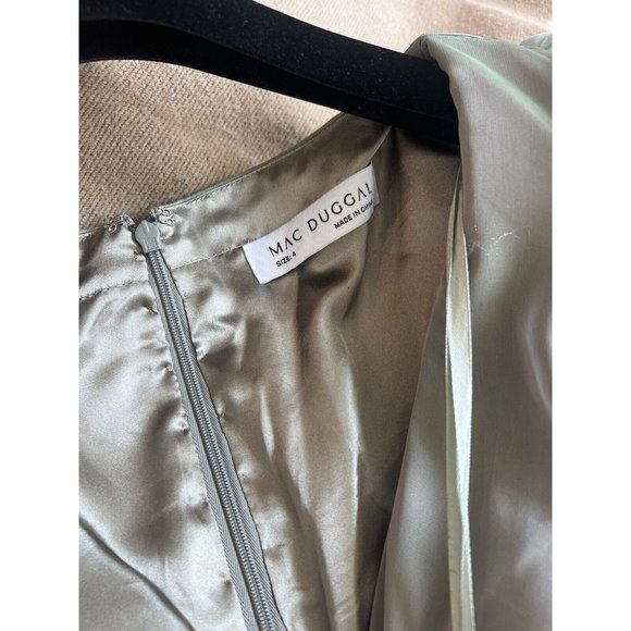 Mac Duggal Size 4 Sheer Blouson Sleeve Sage Green  Gown 67873 Dress Sold Out - Picture 10 of 14